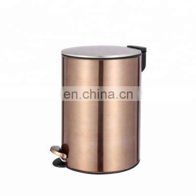 3L 5L 12L Baroque household stainless steel thin lid metal rose gold foot pedal waste bins