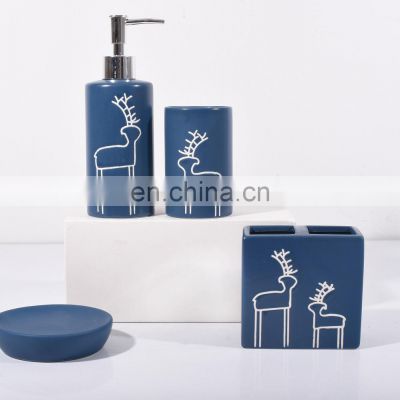 Christmas ceramic 4-piece  bathroom accessory set