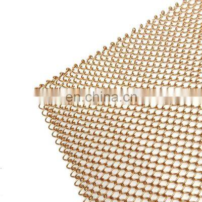 Durability Decorative Aluminum Metal Mesh Chain Link Fence In Golden