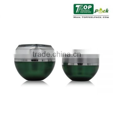 2015 Popular Muslim Green Acrylic Cosmetic Plastic Jar for Face Cream, Face Serum, Eye Cream
