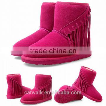Rose red tassel boots fashion winter snow boots woman wedge boots lady shoes safety shoes keep warm
