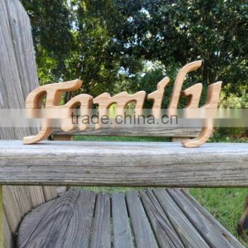 wood FAMILY sign shelf sitter word art for deco