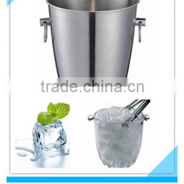 Stainless steel ice bucket with handles