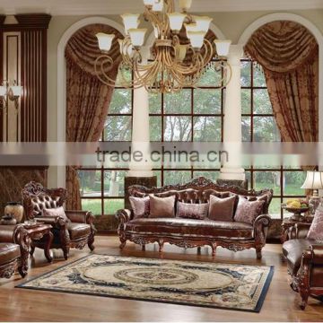 Solid Wood Hand carved Sofa&High End Amercian Sofa &Luxury Unique Carved Sofa Set