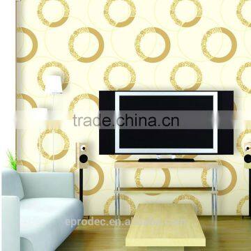 Brown circle non woven wallpaper for tv background