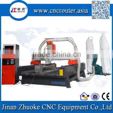 China Hot Sale 450MM Z-Axis 4 Axis Woodworking CNC Router Machine ZKM-1325 With Dust Collector To Keep Clean