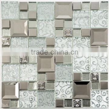 Cheap glitter crystal glass mosaic tile