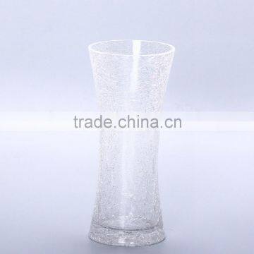 crackle clear glass vase