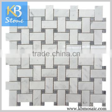Basketweave carrara white grey dots homer mosaic tile for floor