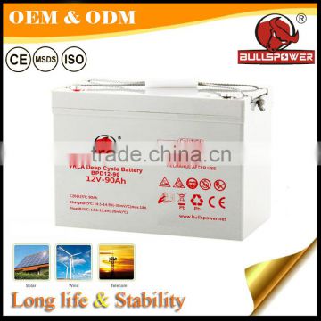 Hot selling sealed lead acid battery 12v90Ah battery deep cycle long times