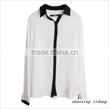 wholesale woman white long sleeve chiffon shirt/blouse