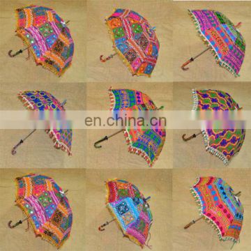 Handmade Women's Cotton Embroidered Umbrellas Ethnic Sun Protector Parasol Indian Sun Parasol Vintage Decor Umbrella