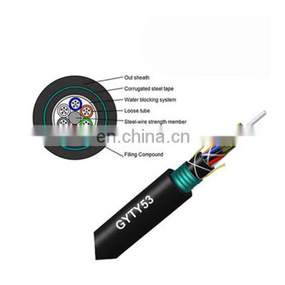 1km price per meter Shenzhen ftth outdoor G652d 12 24 48 96 core single mode GYTY53 type optical fiber cable