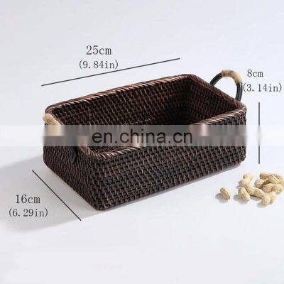 Handmade Set Rattan Weave Serving Tray, Home Storage Basket Decor, Kitchen Organizer