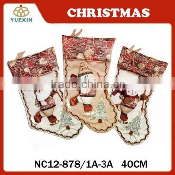 2016 New Beautiful Christmas Stocking with 3D Santa, Snowman, Reindeer Design