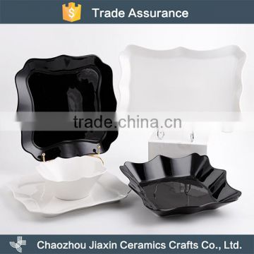OEM modern design white and black modern porcelain dinner set