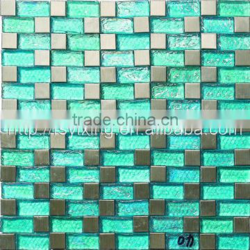 8 thickness crystal glass and metal mosaic pattern for decoration