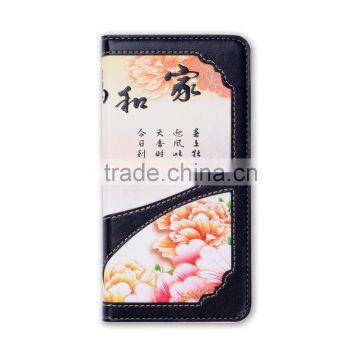 Special Splicing UV Printing Cell Phone Leather Cover for iphone6 with One Card Slot