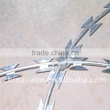 Hot dipped galvanised concertina razor blade barbed wire