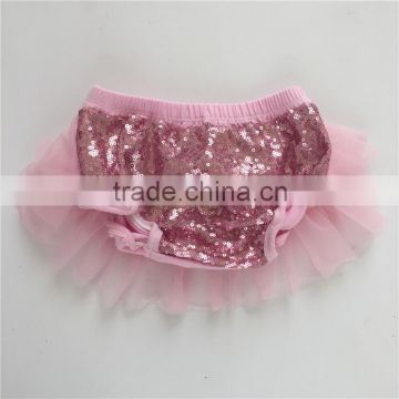 Popular in USA baby clothing wholesale cotton baby bloomers with chiffon ruffle
