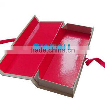 luxury custom design folded hair extension box packaging box with satin ribbon