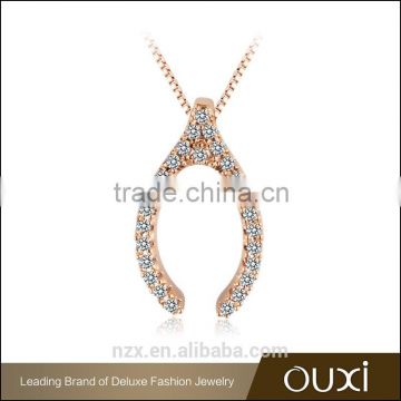 OUXI 2016 wholesale price top quality 18k gold plated AAA zircon jewelry fashion necklace 11500