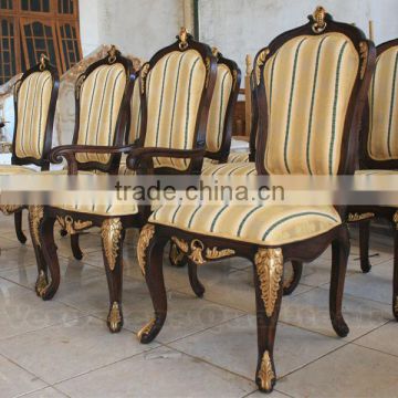 Antique Victorian Dining Armchairs With Gold Leaf on Carving Detail