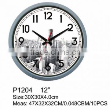Round modern style 12inch plastic wall clock