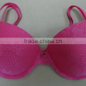 Hotsale OEM customized breathable Ladies Polyester Cotton hot pink Thin Cup Bra
