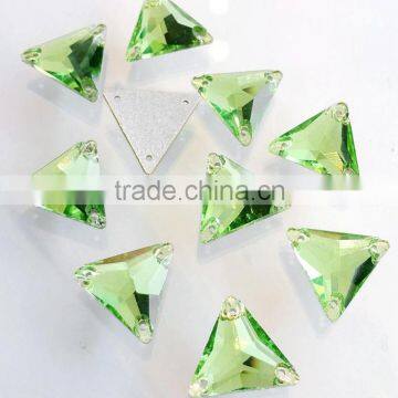 Peridot Triangle sew on rhinestones for dancing dresses