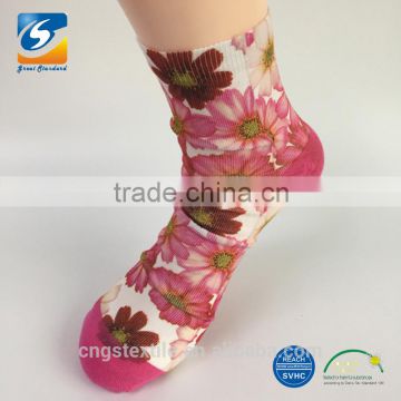 GSP-99 Custom flower design printing lady socks new fashion