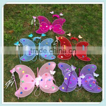 Luminous double layer butterfly wings child costume birthday party props piece set