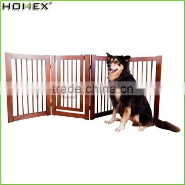Wood Solid Pet Gate Deluxe Wood Pet Fence w Door Homex_BSCI Factory