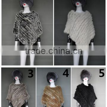 Fine workmanship triangle rabbit fur knitted shawl lady favourite hot sale
