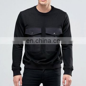 Black Oversized Front Pockets Sweatshirt