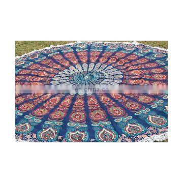 Indian Beach Throw Hippie Yoga Mat Round Mandala Towel multi colour
