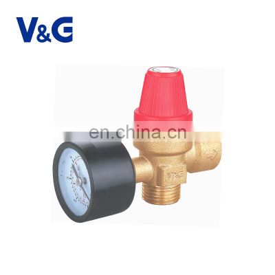 1/2"x 2.5bar-8bar M-BSP x F-BSPd Valogin Brass safety valve with pressure gauge
