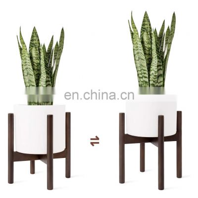 Plant Stand House Home Decor Modern Mid Century Display Holder Rack Adjustable Indoor Flower Pot Wooden Bamboo Plant Stand