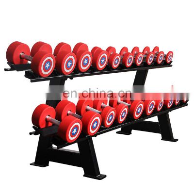 Weight Rack for Dumbbells for Home Gym 2 Tier Rubber Coated Round Dumbbell Rack Stand