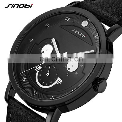 SINOBI Innovative Man Watches S9805G Small Three Needle Male Wristwatch PU Leather Boys Watches Dropshioping Watches Montre