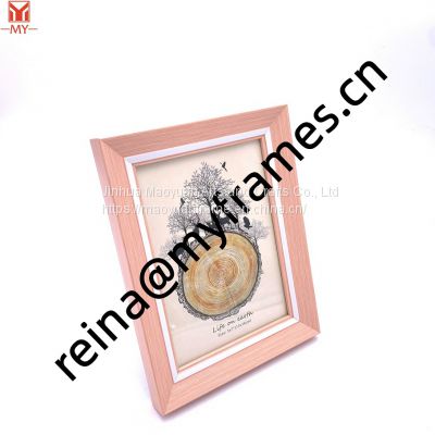 PS Plastic Pink Brushed Line Photo Frame with White Lines for Home Decoration