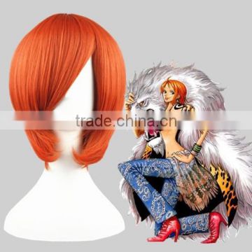 High Quality 35cm Short Straight Angel BeAts-Otonashi Yuzuru Orange Synthetic Anime Wig Cosplay Costume Hair Wig Party Wig