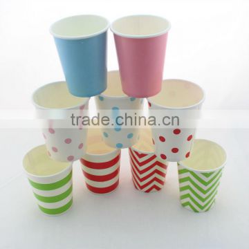 Wholesale Wedding Party Decoration 9 oz Chevron Striped Polka Dot Design Disposable Paper Cups
