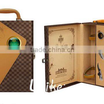 Hot Sell Fashion PU Leather Wine Gift Package wine box leather box