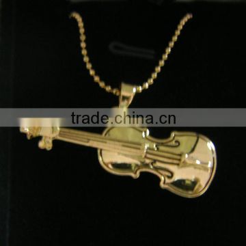 18k Gold plated and platina plated music pendant necklace