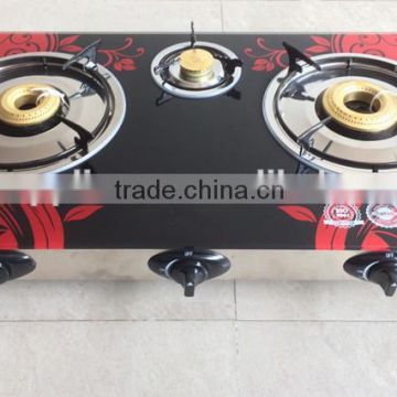 popular selling new design tempered glass top india burners brass cap gas stove