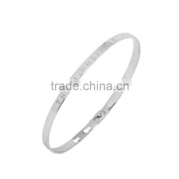 Memories Bangles with Customize Design Word 'THINK POSITIVE' with 4mm/7mm Width