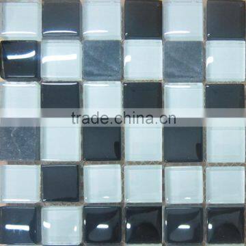 black and white 20mm mix marble stone mosaic tile