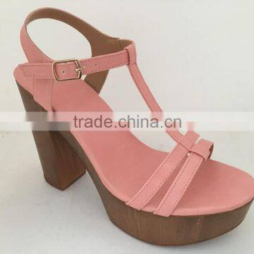 CX341 latest fashionable wooden high heel sandals