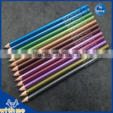 High quality 7 inch 12 pcs metallic colour pencil
